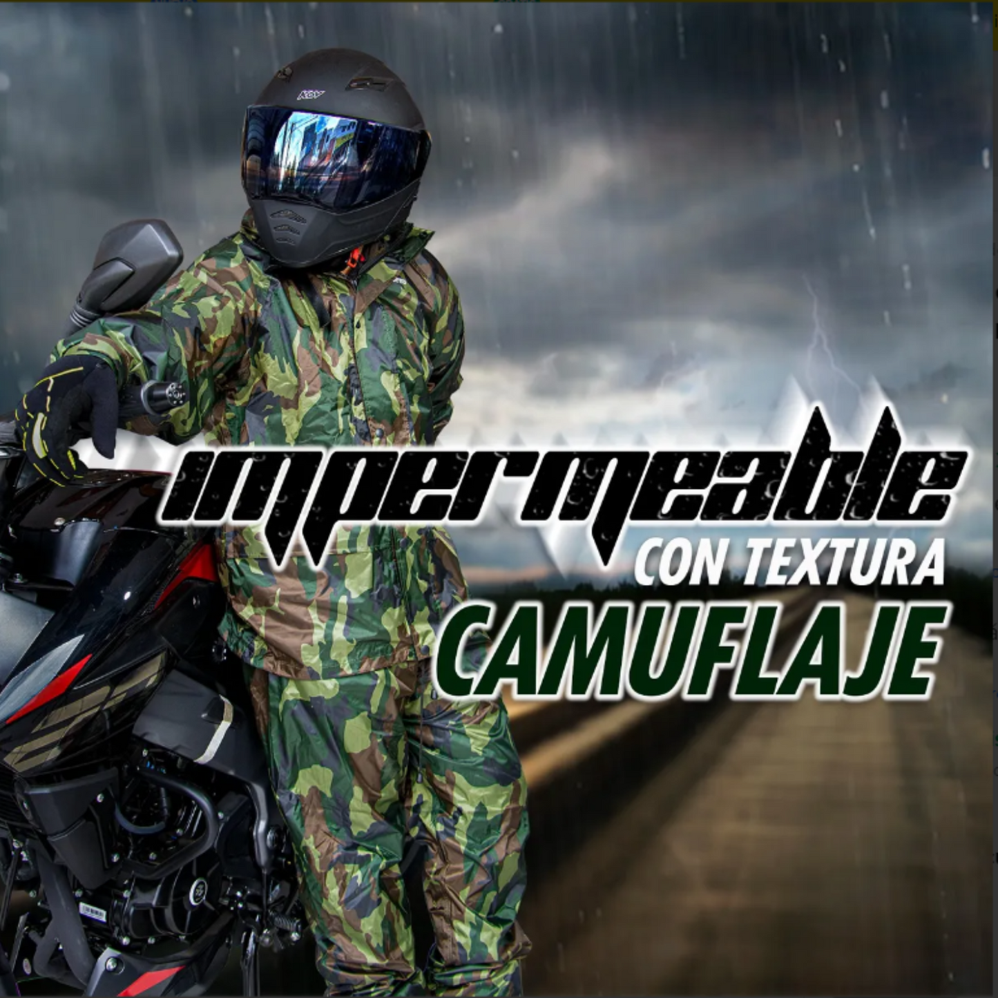 Impermeable Para Motociclistas Fassed Chamarra Y Pantalon Militar