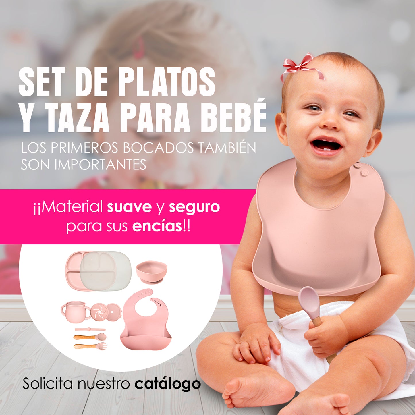 KIT DE PLATO VASO Y CUBIERTOS DE SILICON PARA BEBE/NIÑO