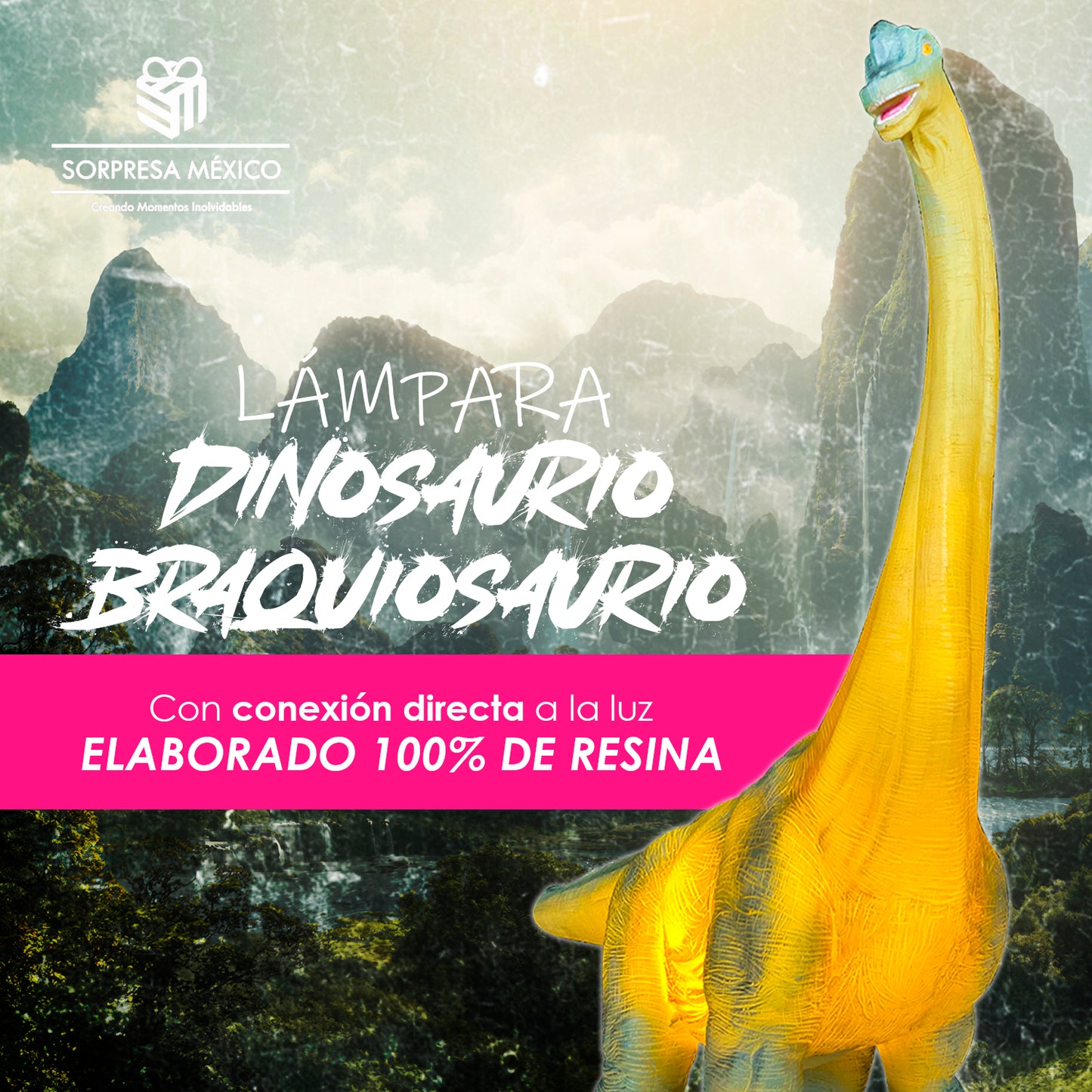 LAMPARA DECORATIVA DE DINOSAURIO BRONTOSAURIO