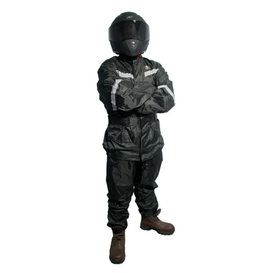 Impermeable Con Capucha Avante A-36 Negro Para Motociclistas.
