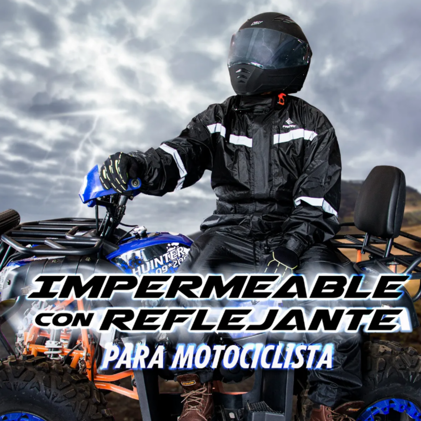 Impermeable Con Capucha Avante A-36 Negro Para Motociclistas.