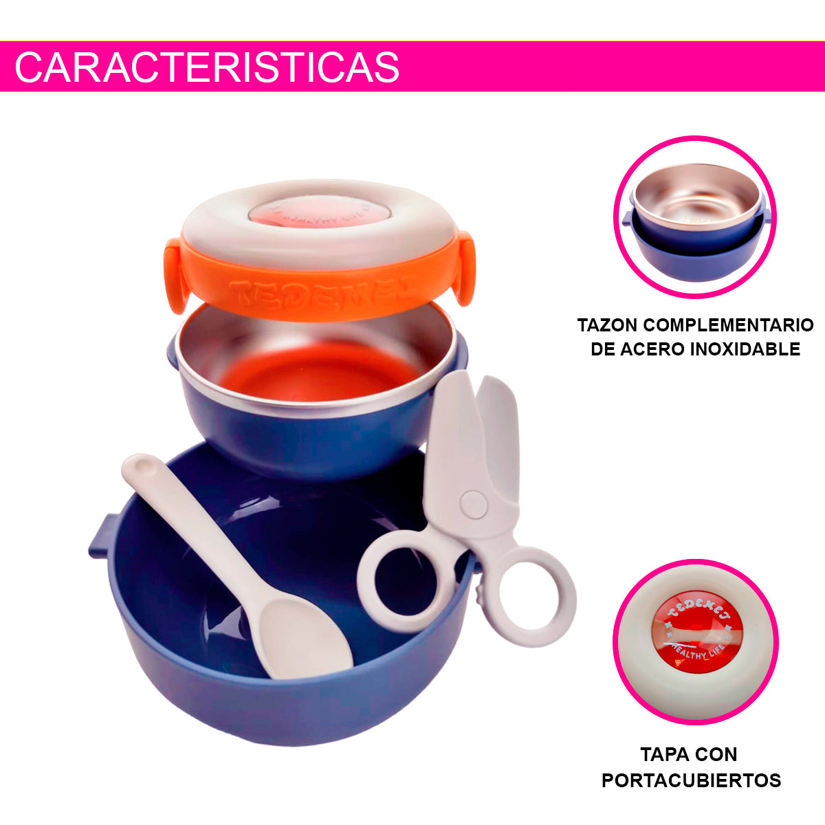 PORTA PAPILLA ACERO INOXIDABLE PARA BEBE IDEAL PARA MANTENER ALIMENTOS FRIOS O CALIENTES