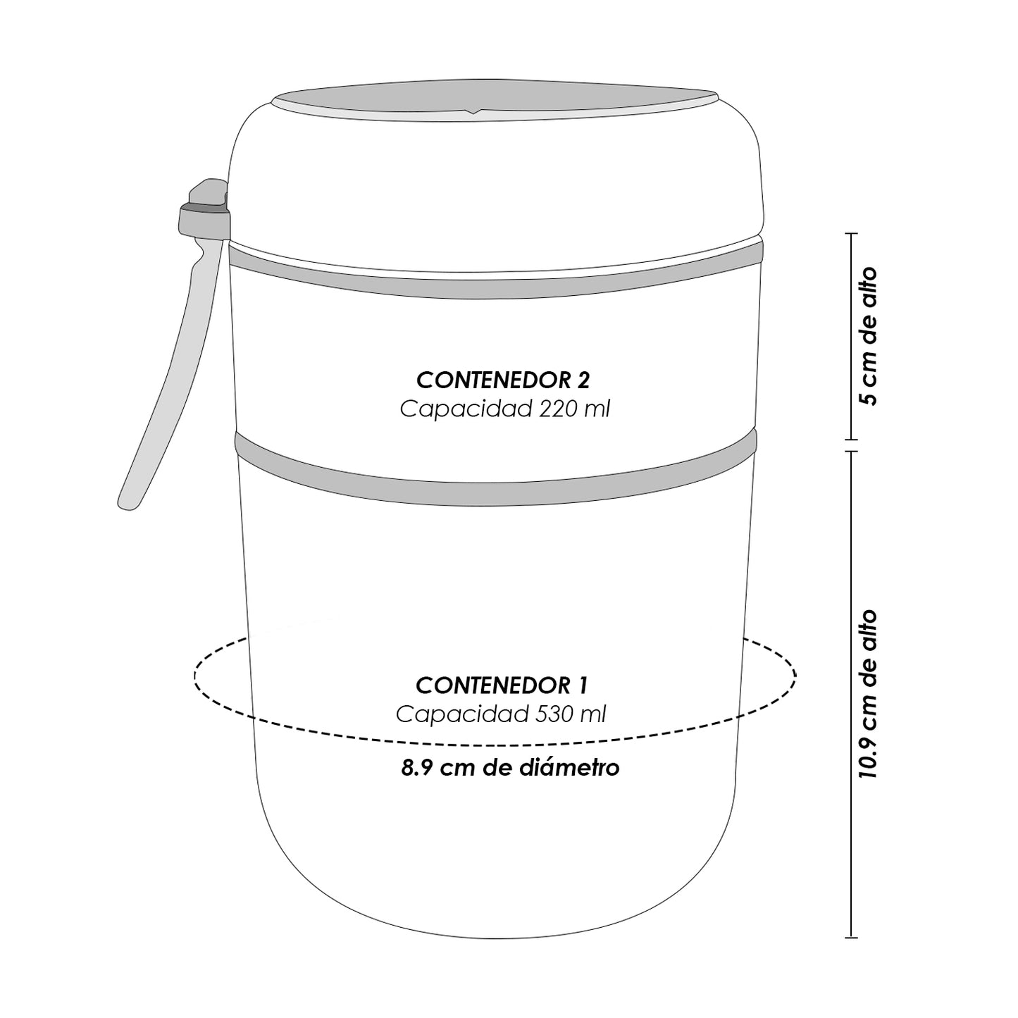 TAZA TERMO DOBLE ESPACIO, DESMONTABLE DE ACERO INOXIDABLE