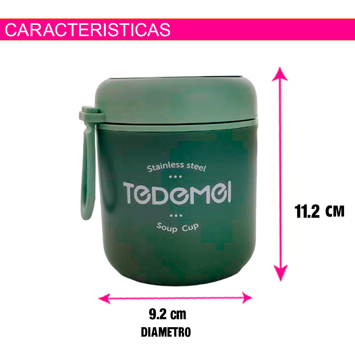 TAZA TERMO IDEAL PARA DESAYUNO SOPA LUCH CON ACERO INOXIDABLE