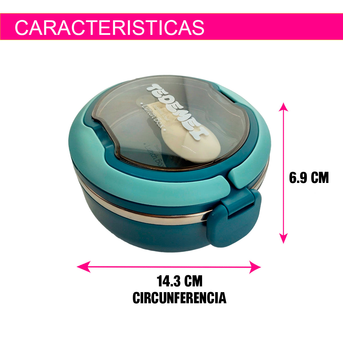 LONCHERA ANTIDERRAME PORTATIL CIRCULAR CON CUBIERTO