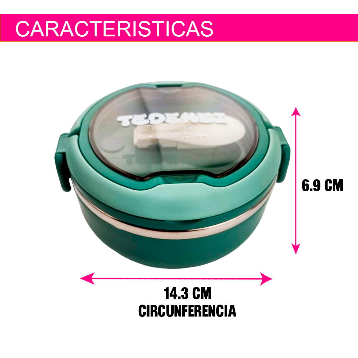 LONCHERA ANTIDERRAME PORTATIL CIRCULAR CON CUBIERTO