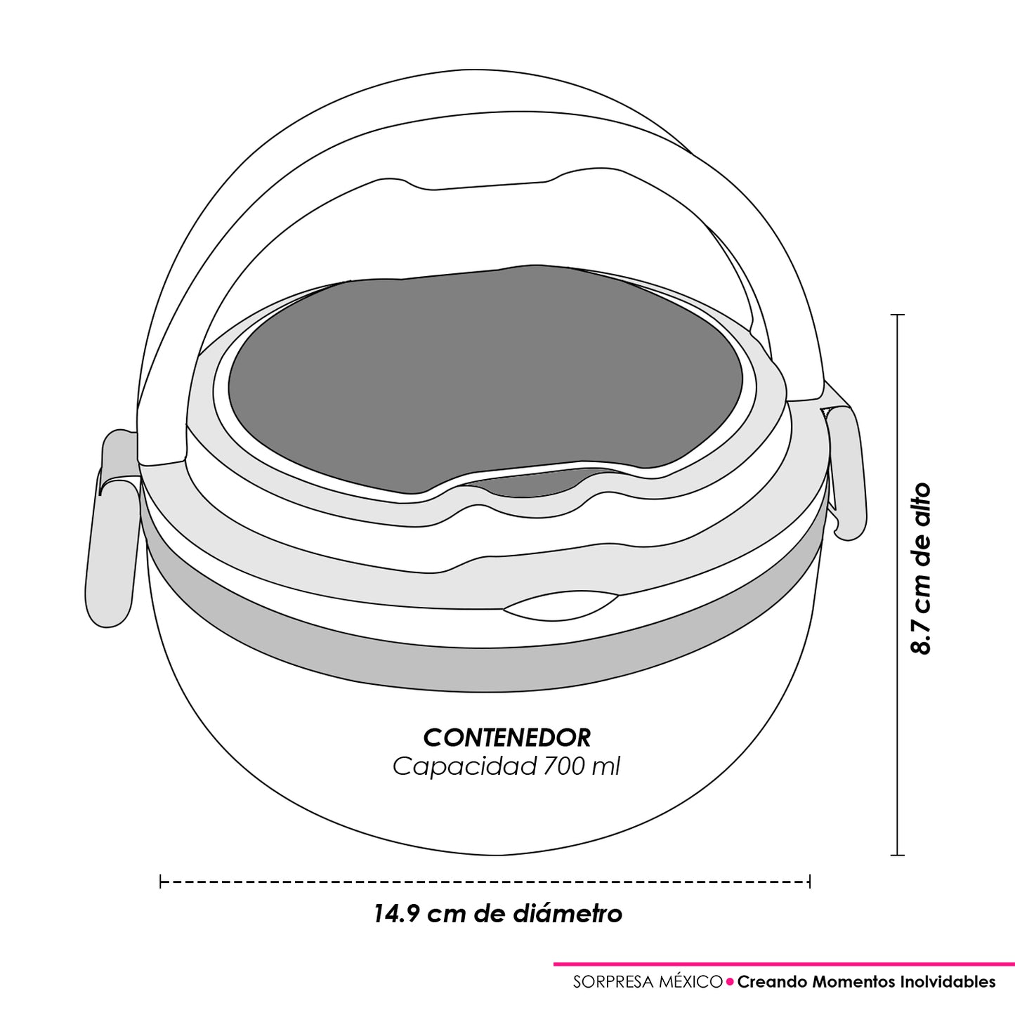 LONCHERA ANTIDERRAME PORTATIL CIRCULAR CON CUBIERTO