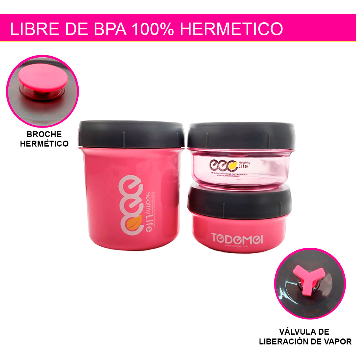 SET 3 TOPPERS LONCHERAS DESAYUNO CONTIENE 1 TERMO ACERO INOXIDABLE