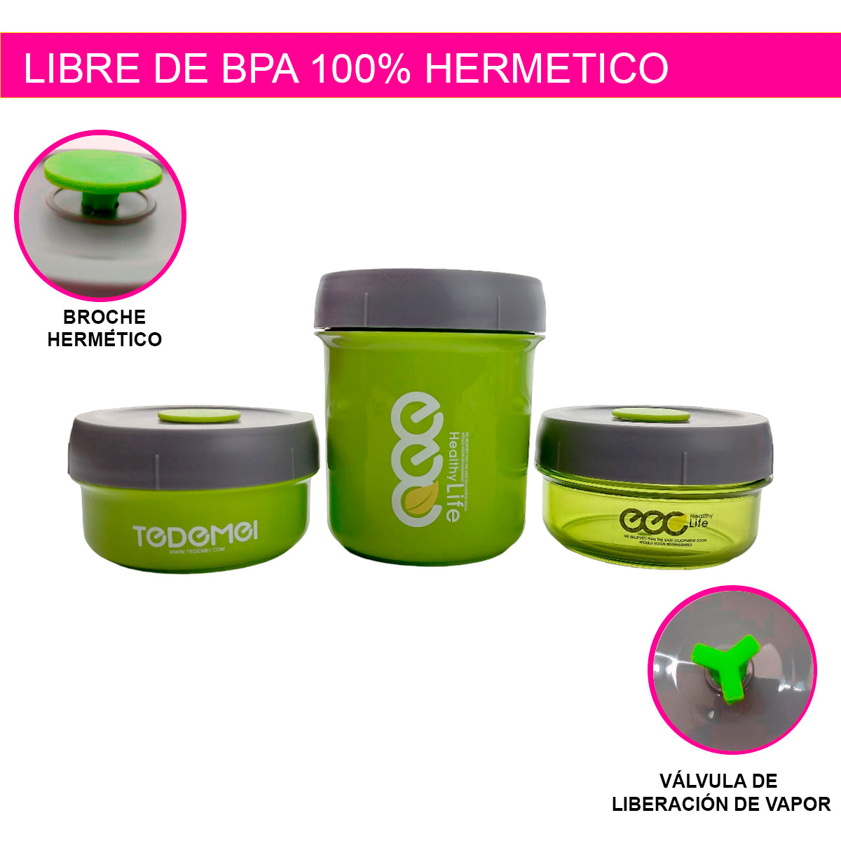 SET 3 TOPPERS LONCHERAS DESAYUNO CONTIENE 1 TERMO ACERO INOXIDABLE