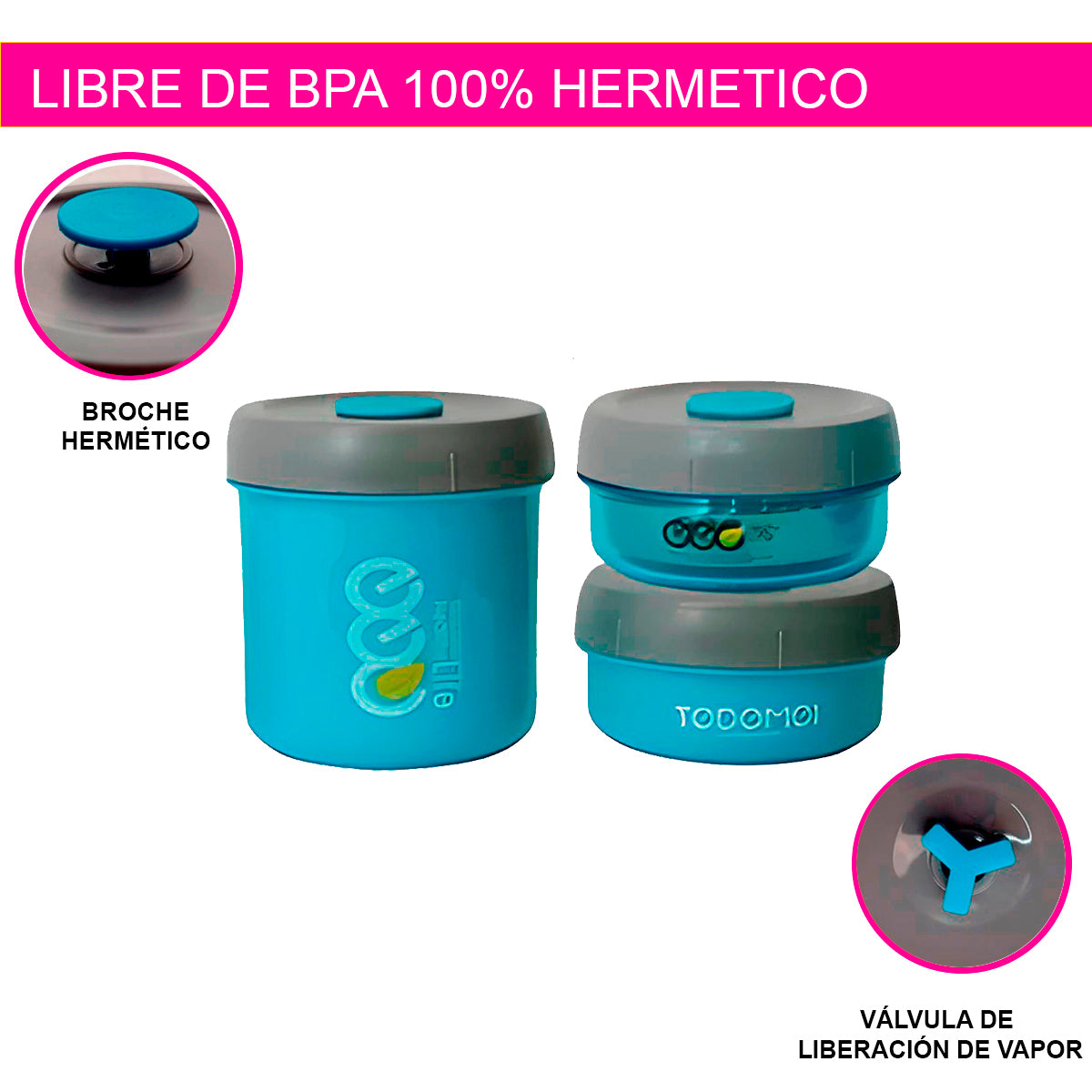 SET 3 TOPPERS LONCHERAS DESAYUNO COMIDA LUNCH ACERO INOXIDABLE