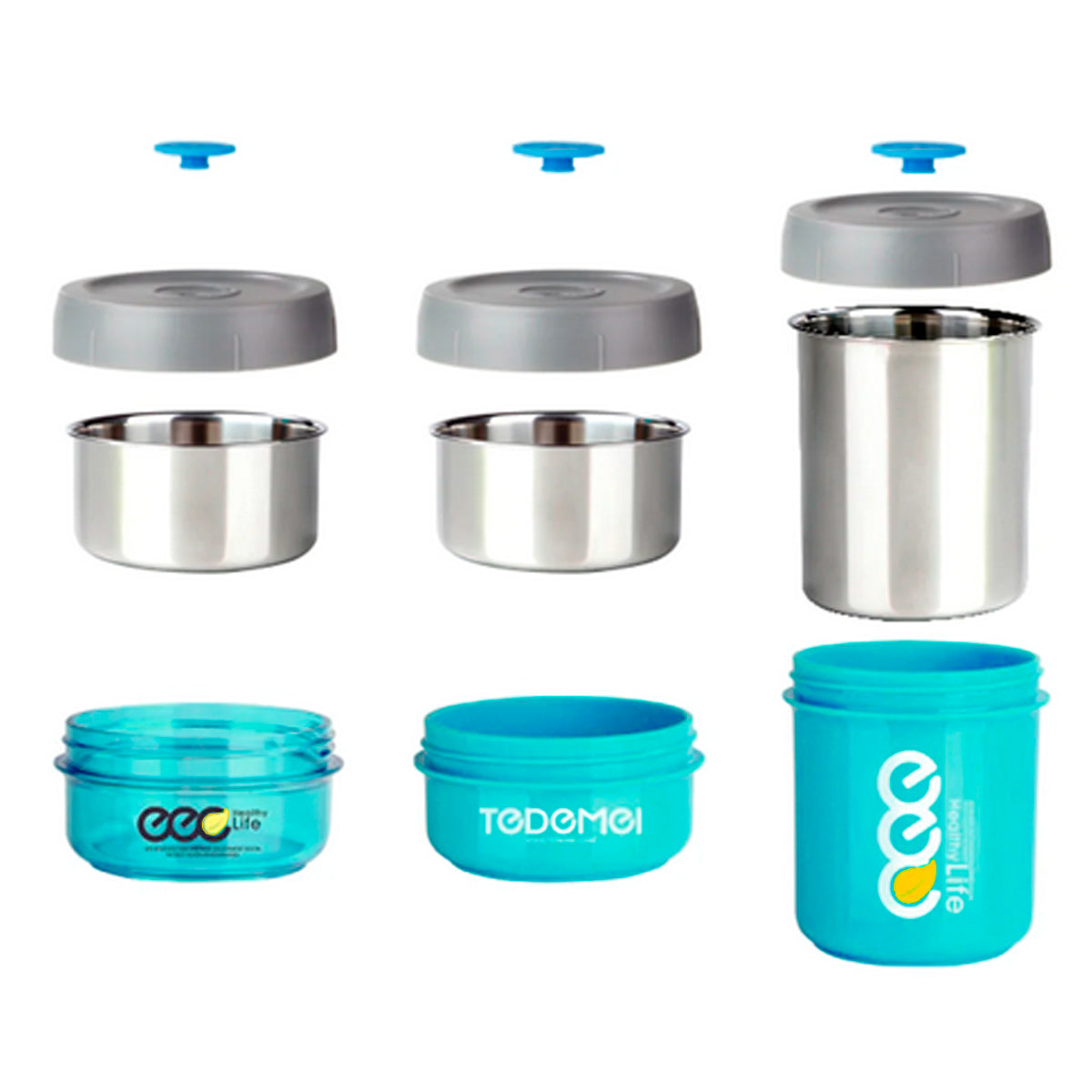 SET 3 TOPPERS LONCHERAS DESAYUNO COMIDA LUNCH ACERO INOXIDABLE