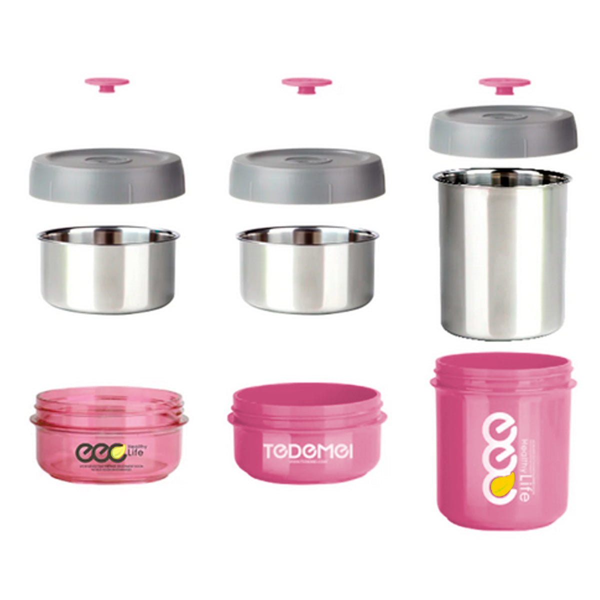 SET 3 TOPPERS LONCHERAS DESAYUNO COMIDA LUNCH ACERO INOXIDABLE