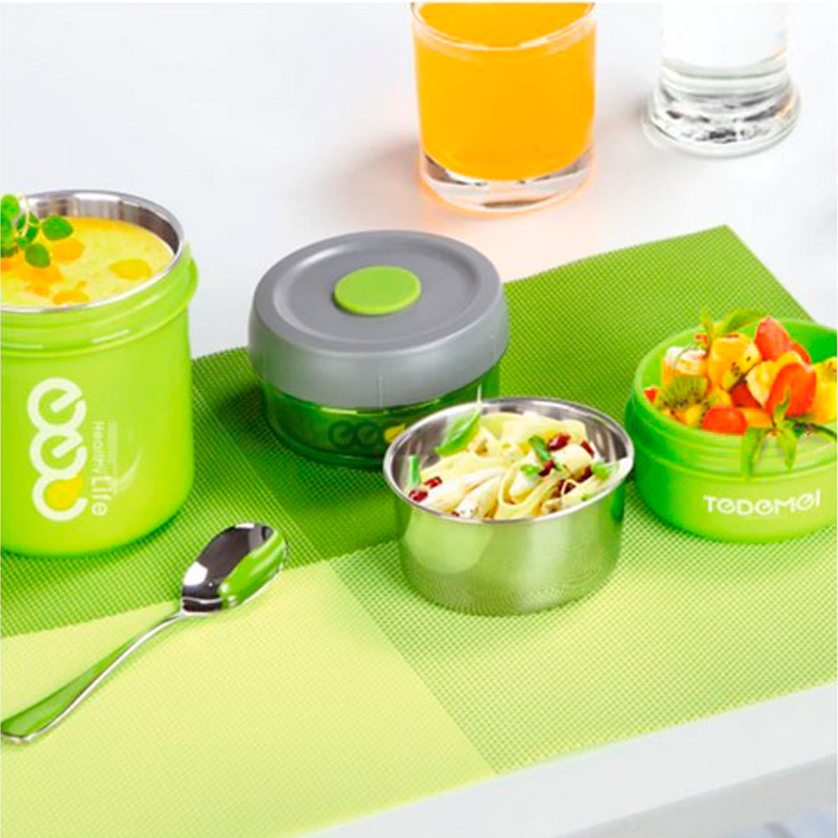 SET 3 TOPPERS LONCHERAS DESAYUNO COMIDA LUNCH ACERO INOXIDABLE