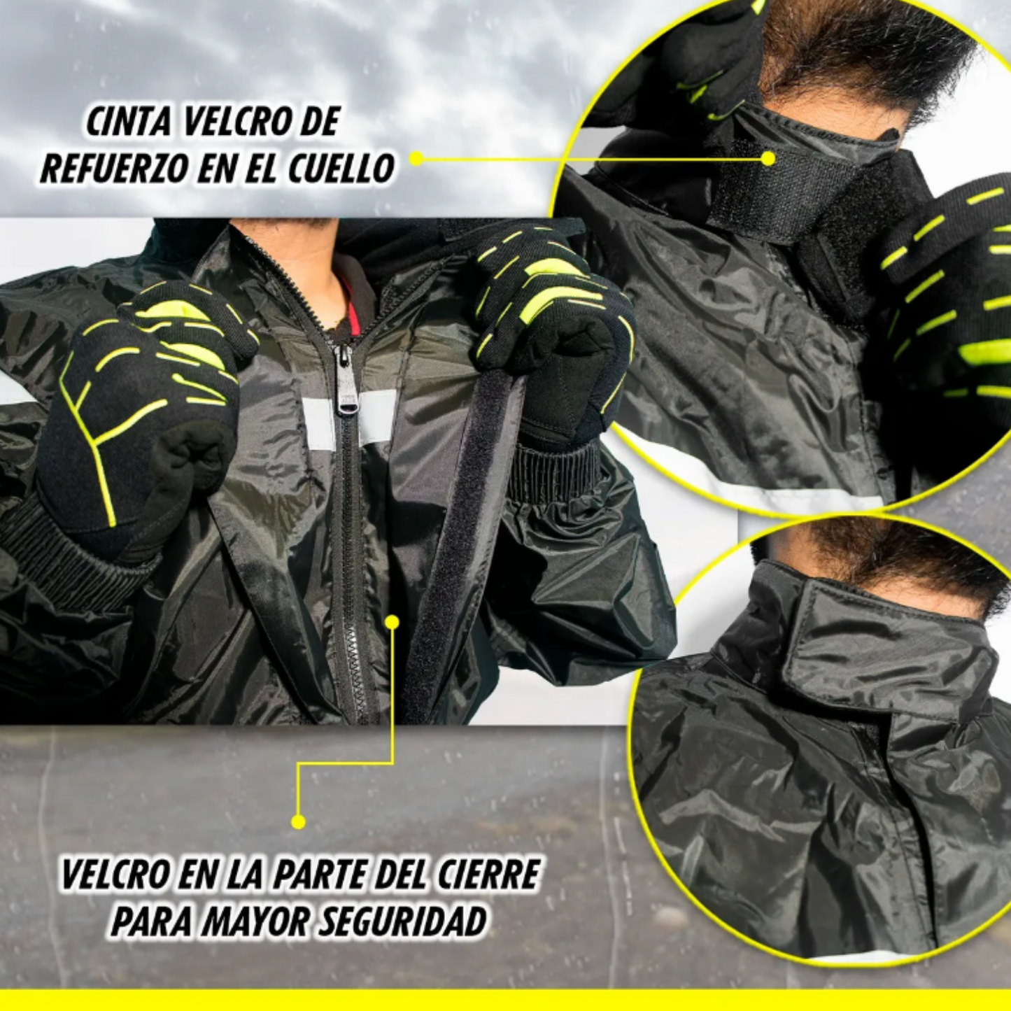 Impermeable Con Capucha Avante A-36 Negro Para Motociclistas.