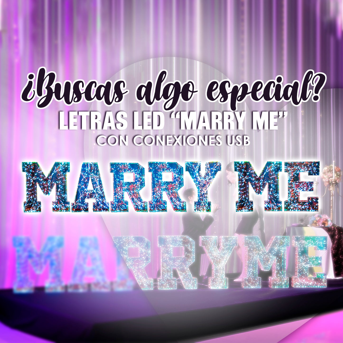 Marry Me Casate Conmigo Letrero Luminoso Grande Salon Hotel