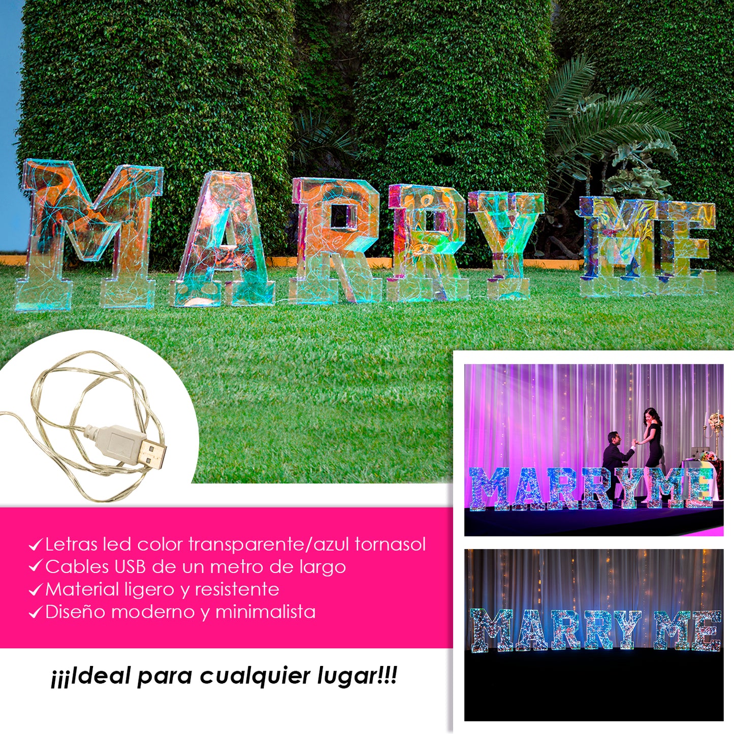 Marry Me Casate Conmigo Letrero Luminoso Grande Salon Hotel