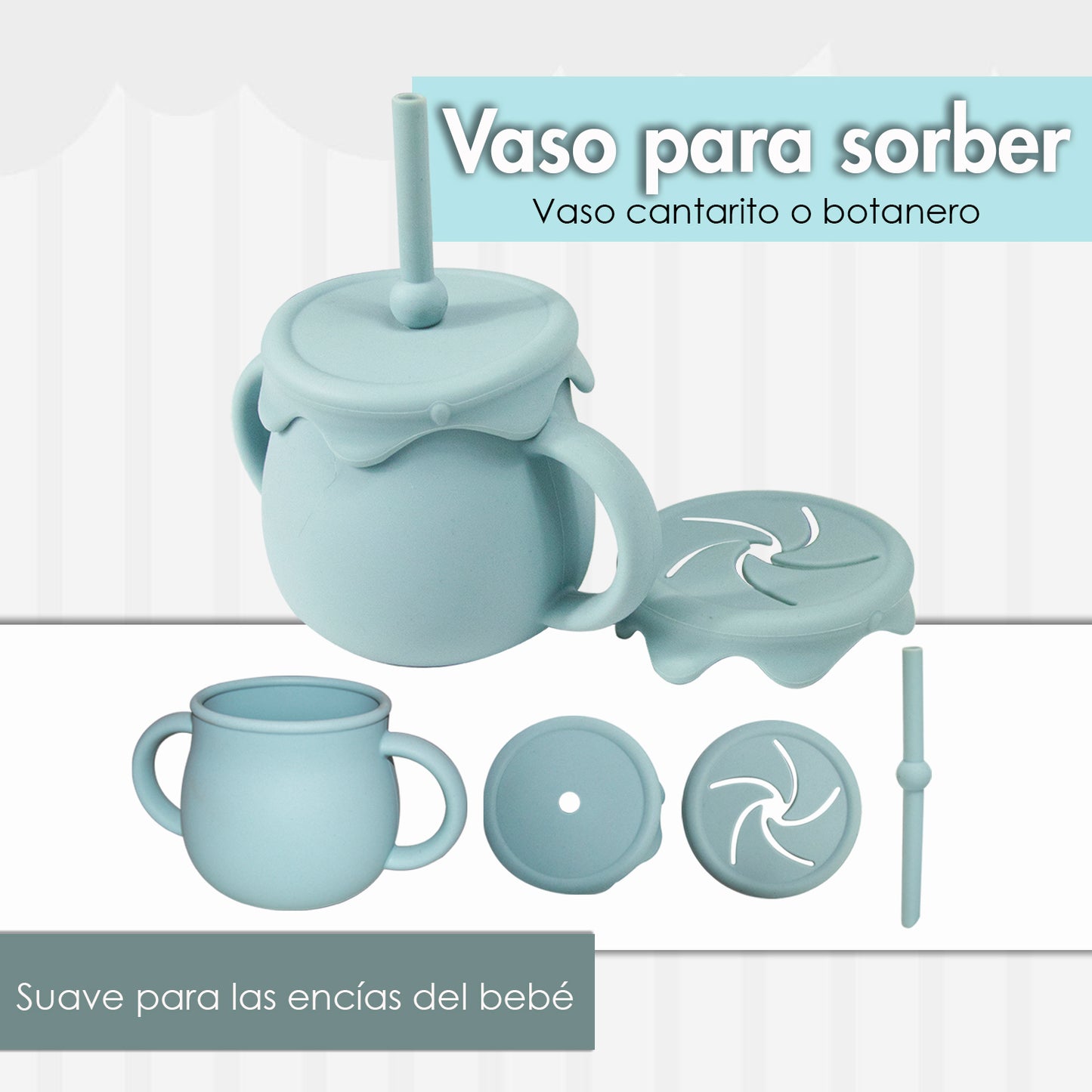 KIT DE PLATO VASO Y CUBIERTOS DE SILICON PARA BEBE/NIÑO