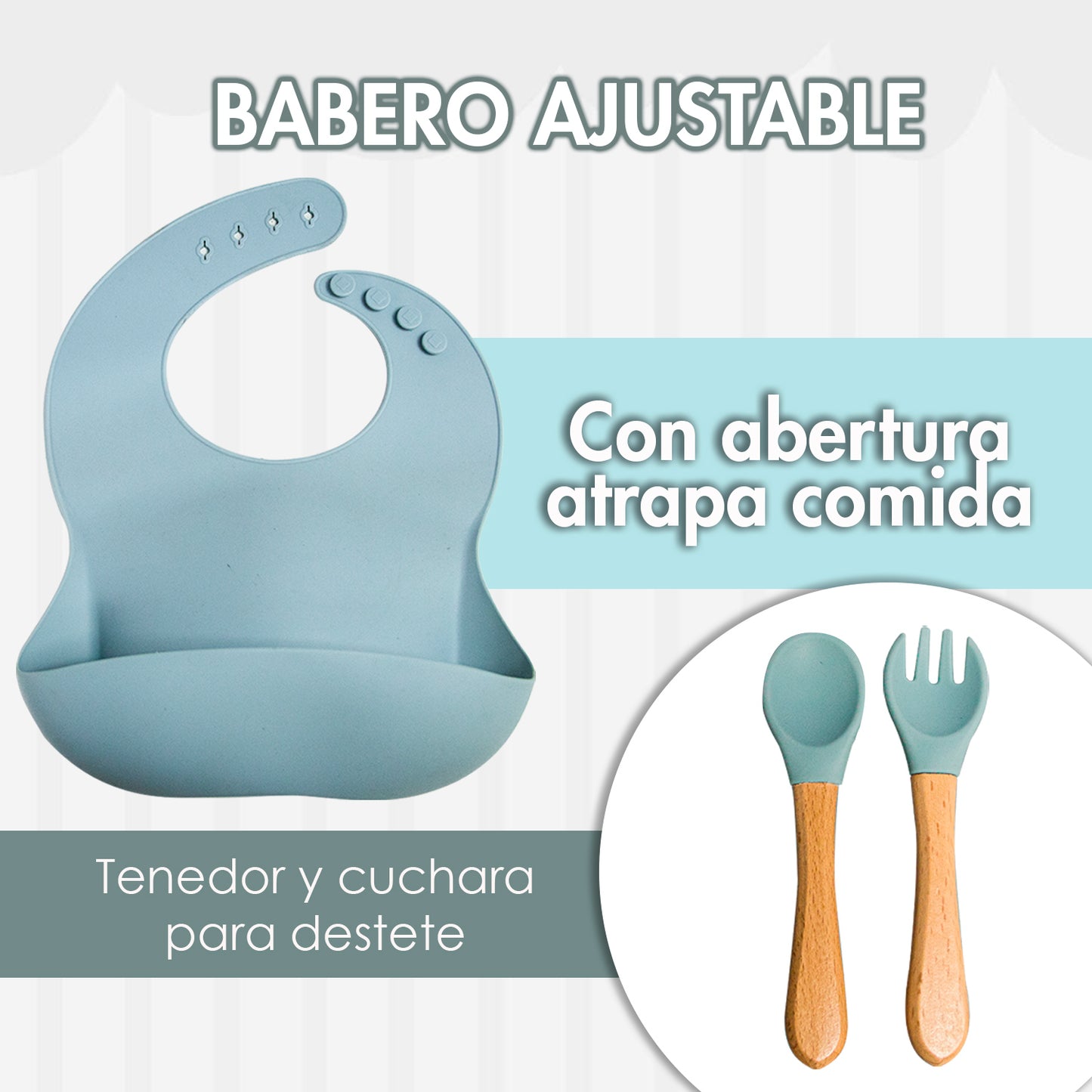 KIT DE PLATO VASO Y CUBIERTOS DE SILICON PARA BEBE/NIÑO