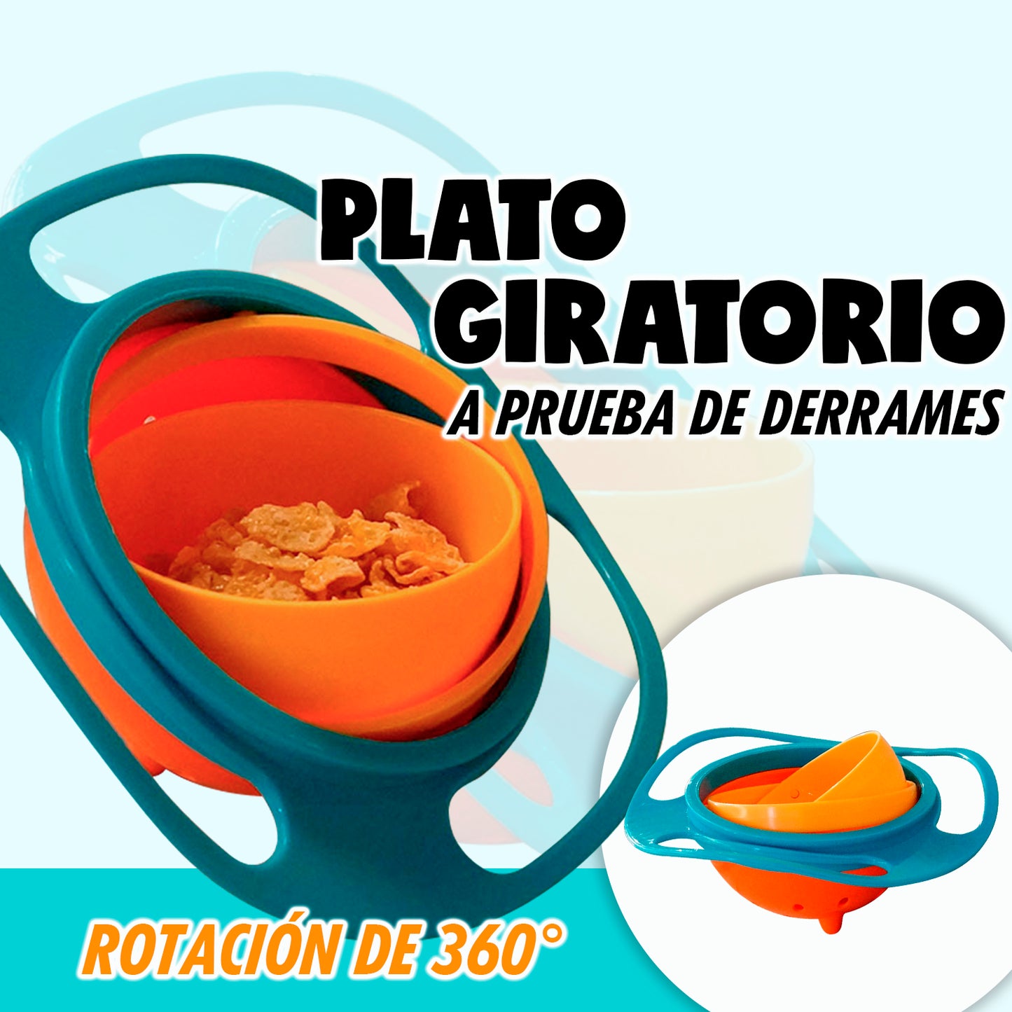 PLATO GIRATORIO ANTIDERRAMES PARA NIÑO/BEBE