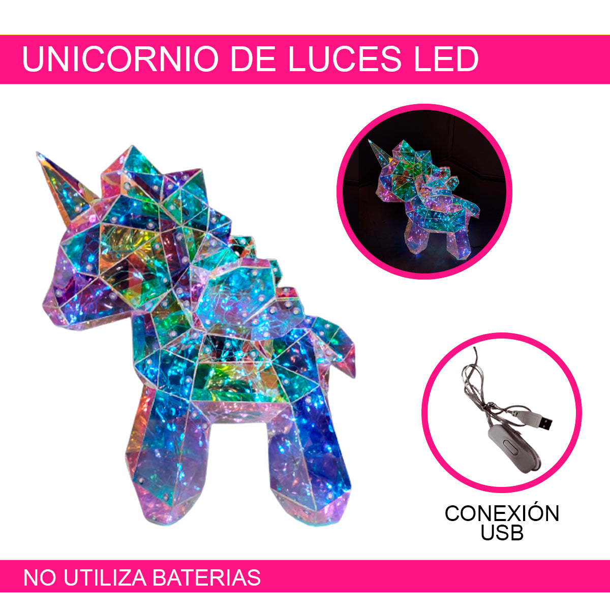 UNICORNIO ADORNO LAMPARA DE LUZ LED CON APAGADOR INTEGRADO