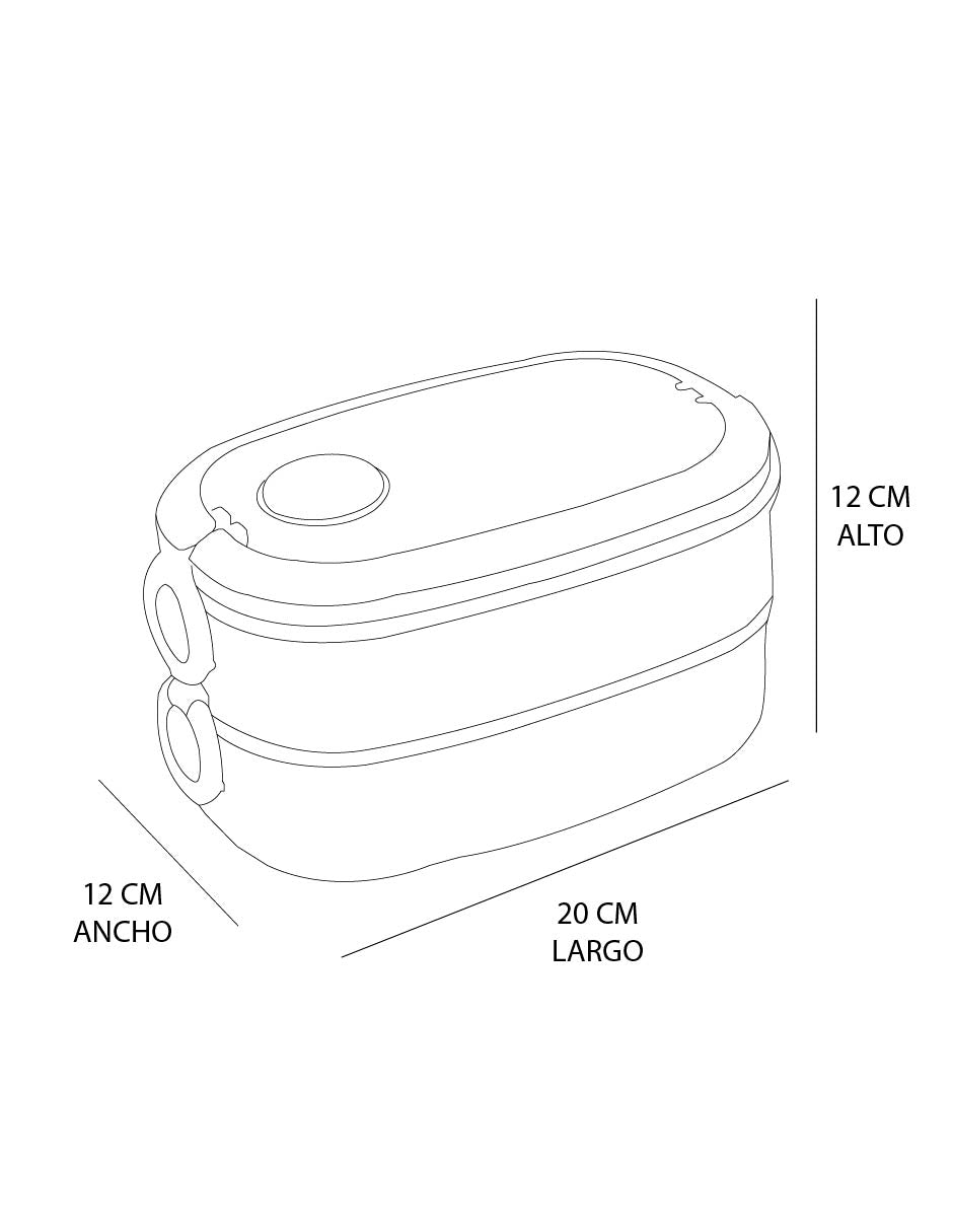 LONCHERA ANTIDERRAME PORTATIL DE 2 NIVELES CON CUCHARA