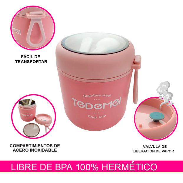 TAZA TERMO IDEAL PARA DESAYUNO SOPA LUCH CON ACERO INOXIDABLE