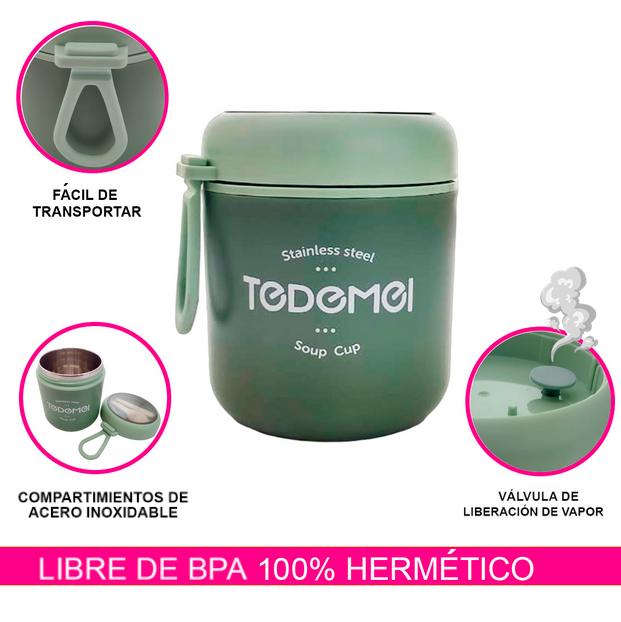 TAZA TERMO IDEAL PARA DESAYUNO SOPA LUCH CON ACERO INOXIDABLE