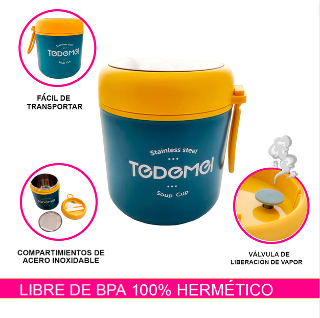 TAZA TERMO IDEAL PARA DESAYUNO SOPA LUCH CON ACERO INOXIDABLE