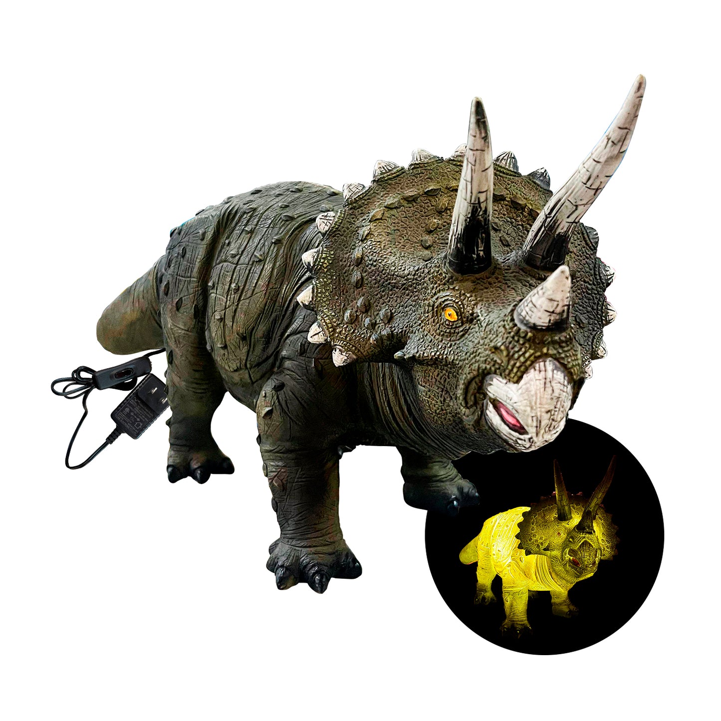 LAMPARA DECORATIVA DE DINOSAURIO TRICERATOPS