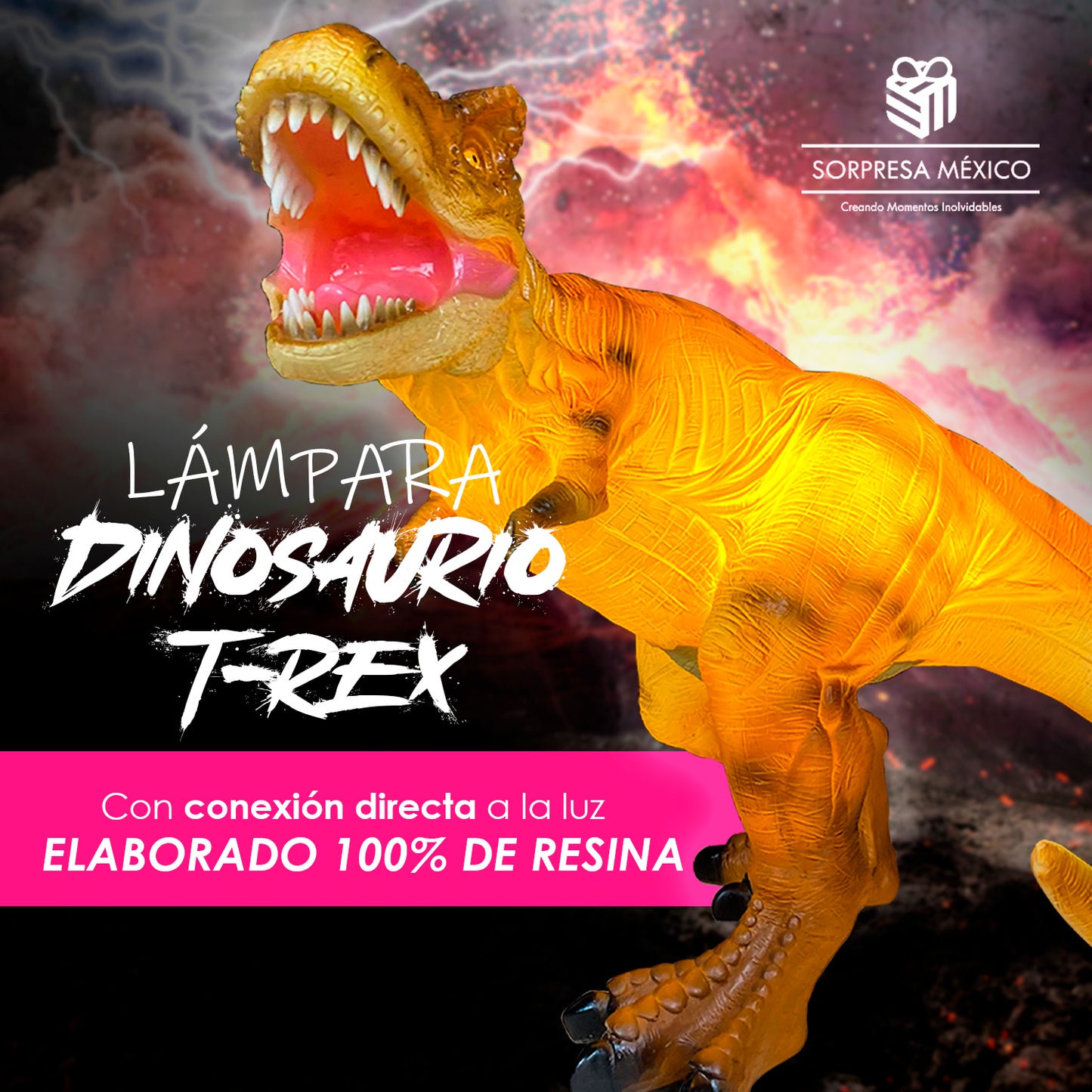 LAMPARA DECORATIVA DE DINOSAURIO T-REX